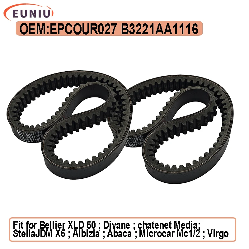 

2pcs Drive Belt For Codlice EPCOUR027 B3221AA1116 Bellier XLD 50 Divane Chatenet Media Barooder Stella JDM X5 Orane Microcar MC1