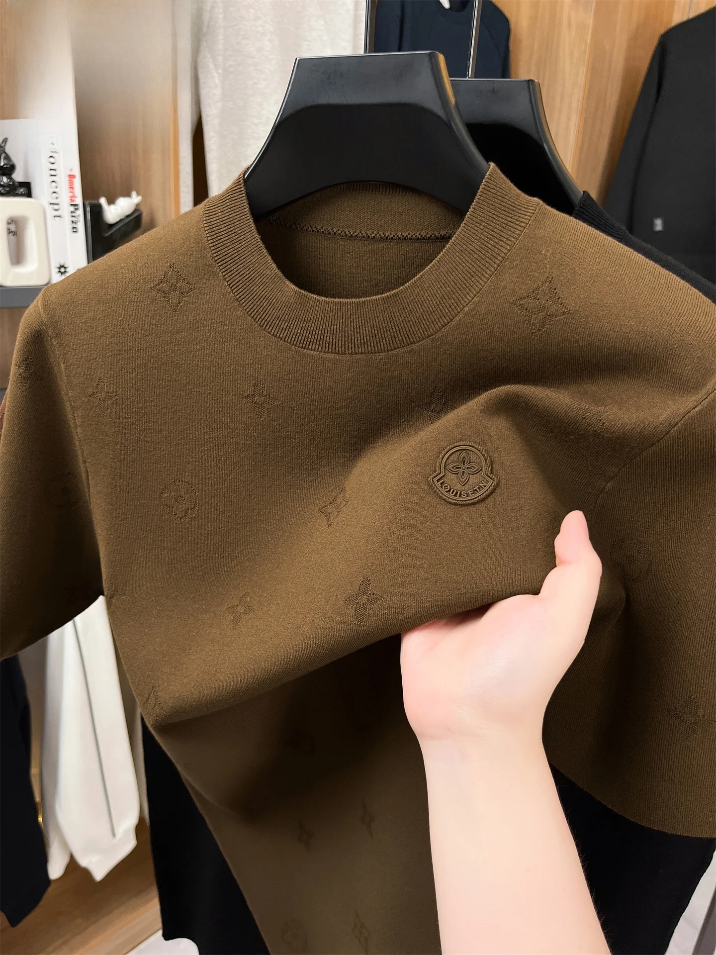 

Мужской вязаный свитер Pierre Cardin с круглым вырезом, повседневный, для отца, на все сезоны, комфортный, мягкий, из вискозного волокна