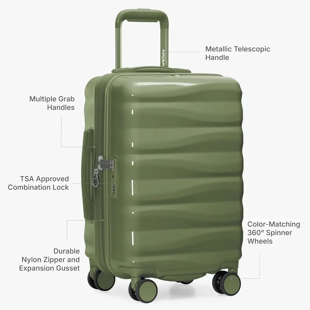 Edinburgh II 21 Green Hardshell Spinner Luggage with TSA Lock for Carry-On