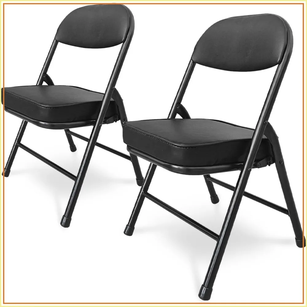 Mini Padded Folding Chairs, Garage Stool, Portable Camping Chair with Cushion, Lightweight Lawn Chair for Outdoor Sports, Patio, Fishing, Hiking, Hunting, Picnic, Beach (2 Pack)