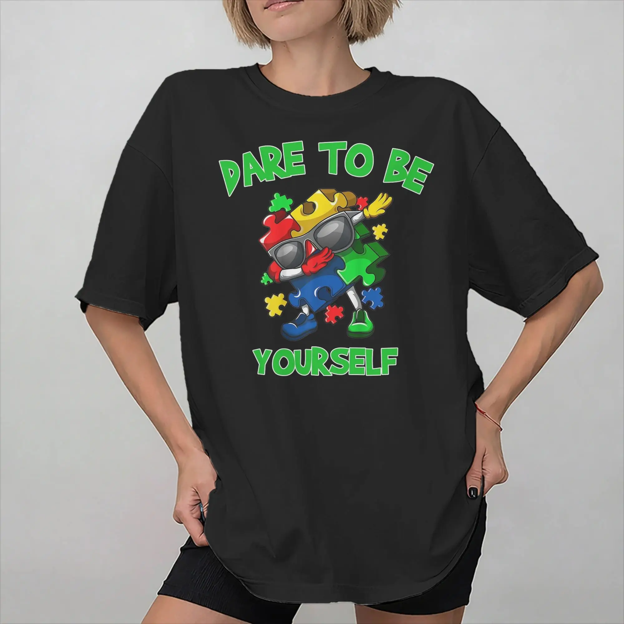 Men Women Graphic Printed Dabbing Puzzle Autism Awareness T Shirt Tee Cotton  T-shirts Clothing