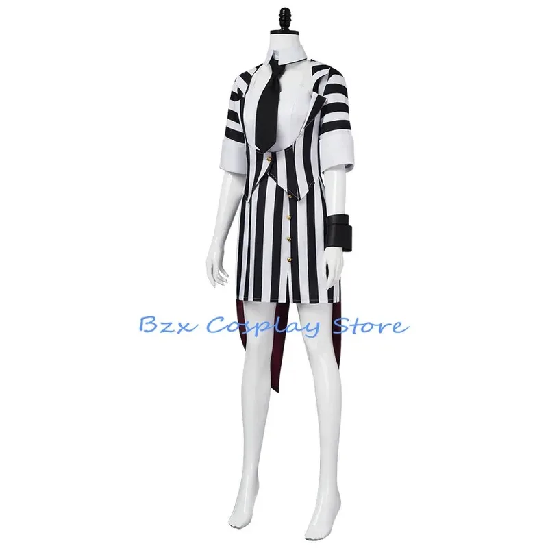 

COSda@Anime Adam Beetle Costume Horror Mage Cosplay Uniform Women Stripe Dress Coat Set Party Role Play Clown Outfit for WomenCO