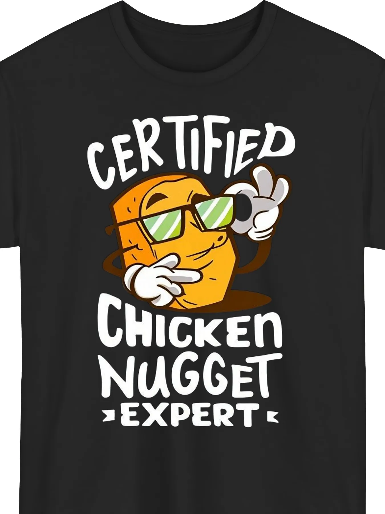 Chicken Nuggets Expert T-Shirt - Fun Chicken Nuggets Enthusiast Graphic Vintage T-Shirt, Soft and Breathable, Suitable for All Seasons, Loose Fit Unisex Casual Shirt, Gift for Chicken Nuggets Fans (Plus Size)