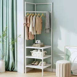 Floor Standing Clothes Rack Floor Corner Children Room Shelves Shoes Storage Shelves With Hanger Home Storage Shelves Supplies