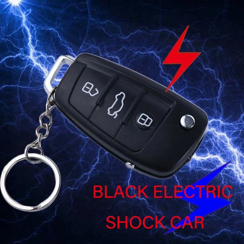 Black Electric Shock Car Key Prank Toy Keychain Practical Jokes Funny Trick Toys for Children Great Kids Gift and Fun Moments