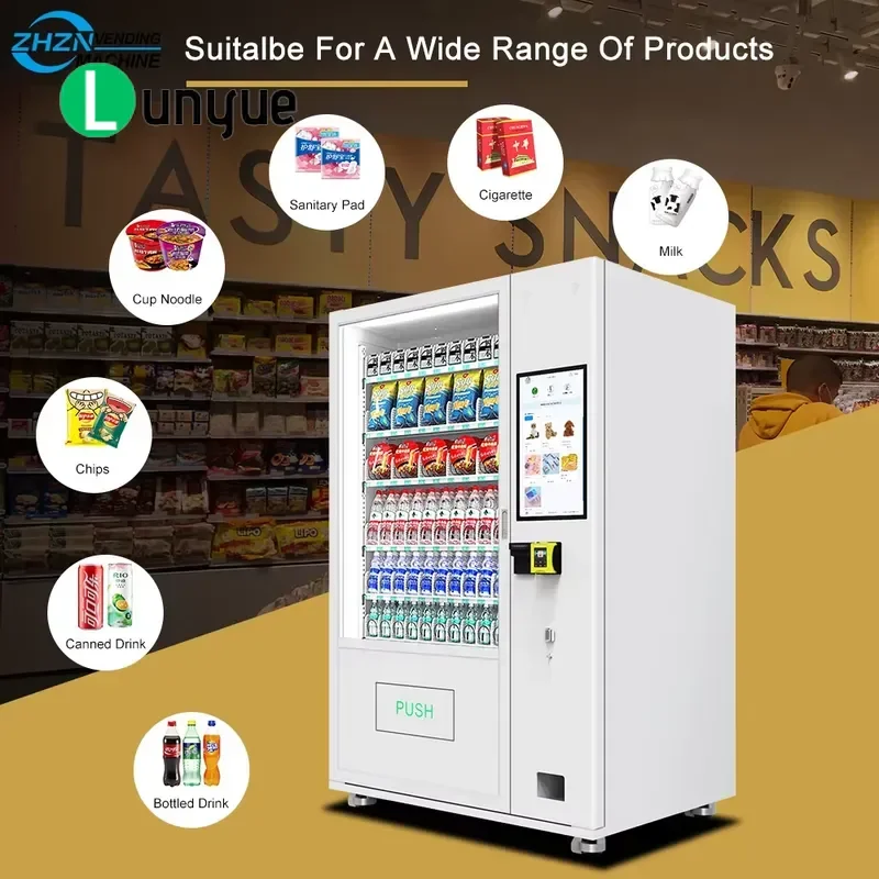 24 Hour Self Service Vending Machine For Cold Drinks And Snacks Convenience Store Refrigerator Combo Automatic Retail