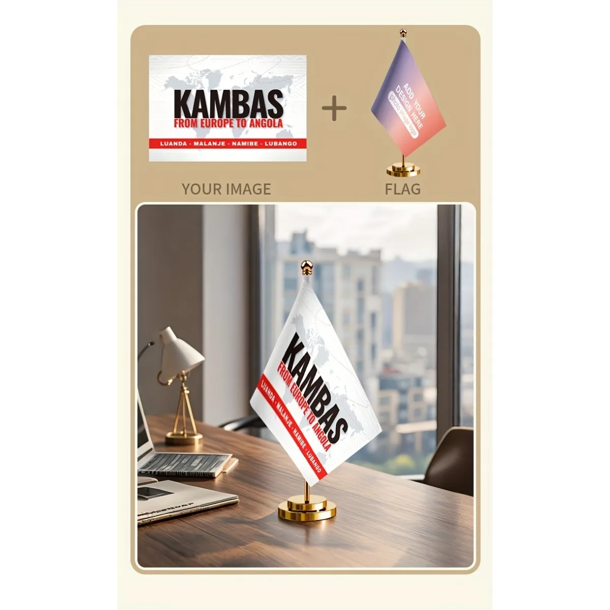 Custom Table Flag Set with Stand Personalized Photo Logo Text for Business Conference Birthday Garden Decoration