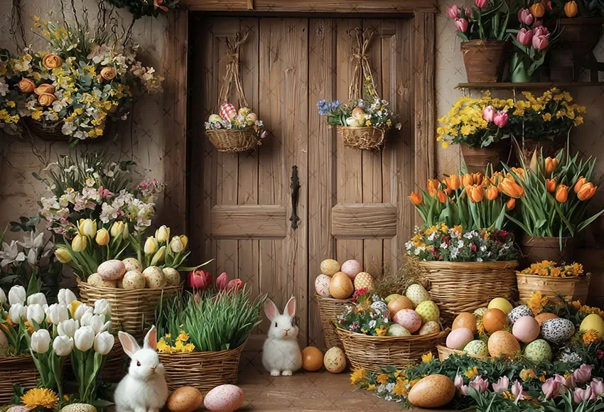 Фон для фотосъемки Mehofond, весенний пасхальный ретро-цветочный кролик, яйца, детский день рождения, портретный декор, фон для фотостудии