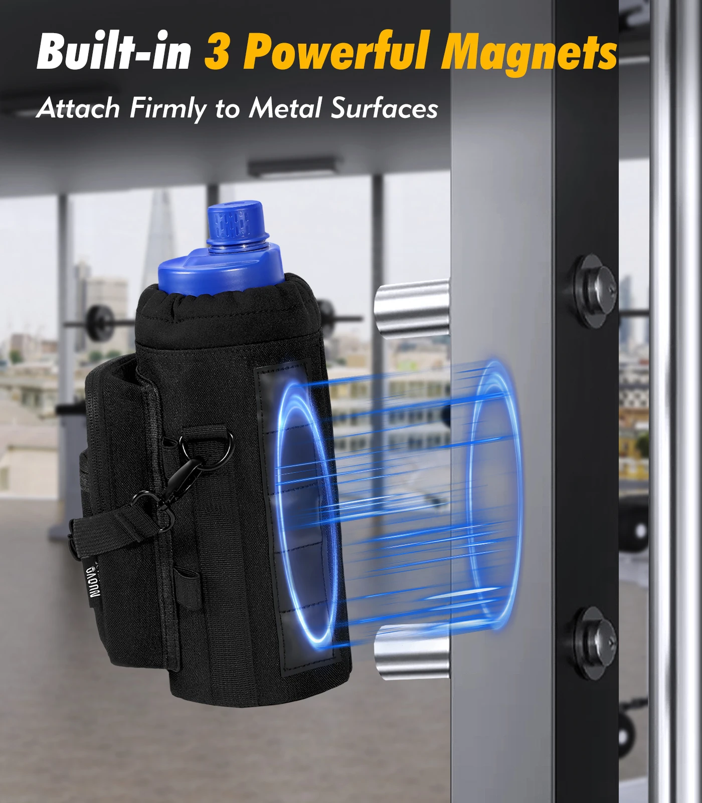 40oz Water Bottle Carrier Bag Adjustable Shoulder Hand Strap 2 Pocket Sling Neoprene Sleeve Sports Accessories for Hiking Travel