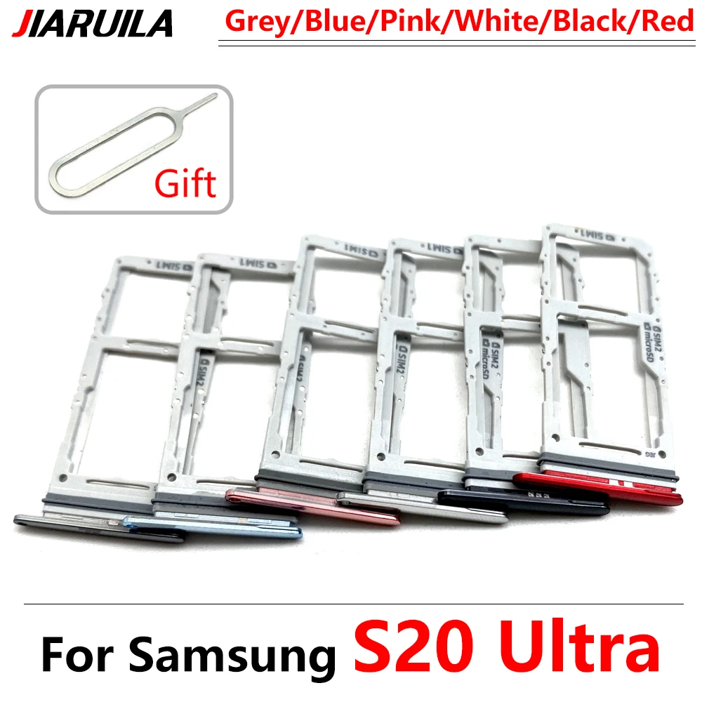 New Single Dual SIM Card Tray For Samsung S20 Plus Ultra Sim Slot Holder Replacement Parts Black / Blue / Grey