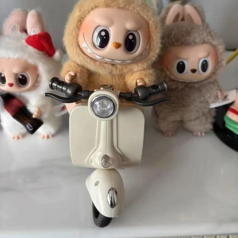

For 17cm Labubu V1 V2 Doll Trendy 360 Degree Rotating Motorcycle Toy 3D Mountain Bike Model Keyring for Bag Pendant
