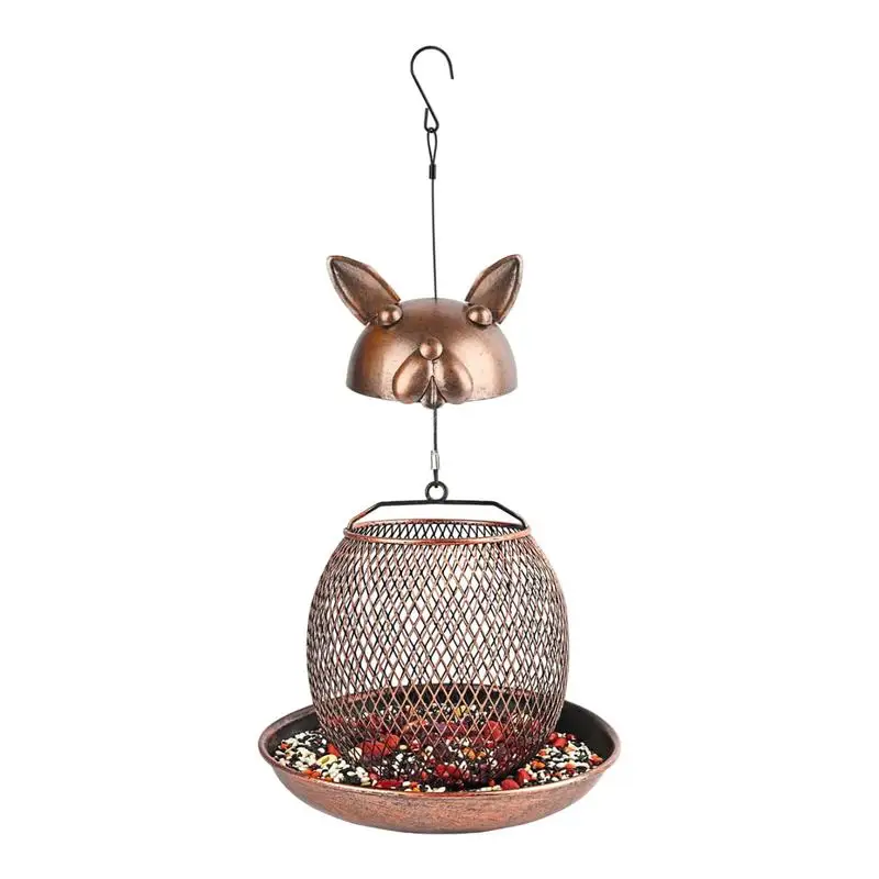 Outside Wild Bird Feeder Cute Rabbit Shaped Heavy Duty Metal Frame Bird Feeders 2 Pounds Capacity Chew-Proof And Rust-Proof Bird