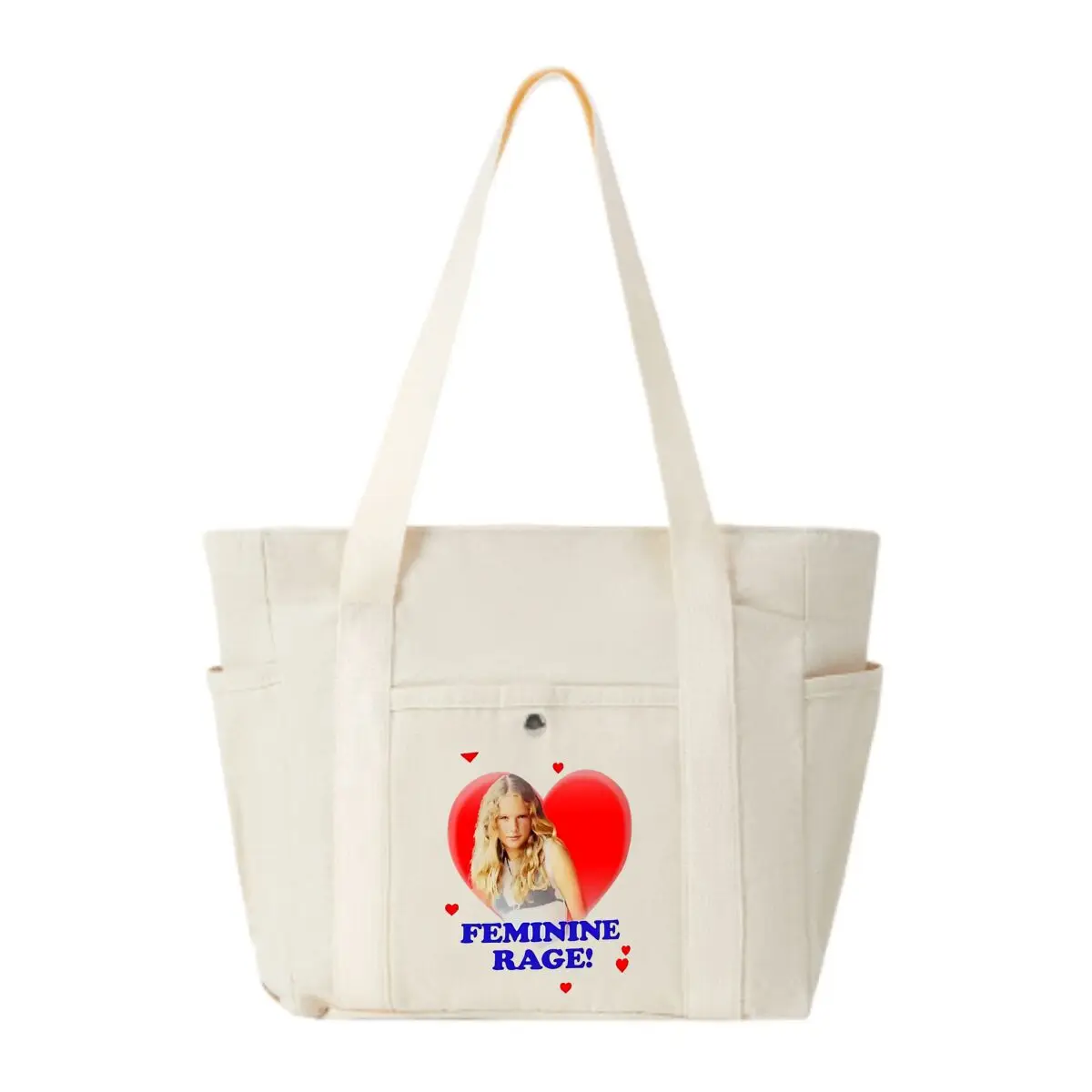 

Feminine Rage! with Heart and Figure Large Canvas Bag Women's Korean Casual Commute Shoulder Bag