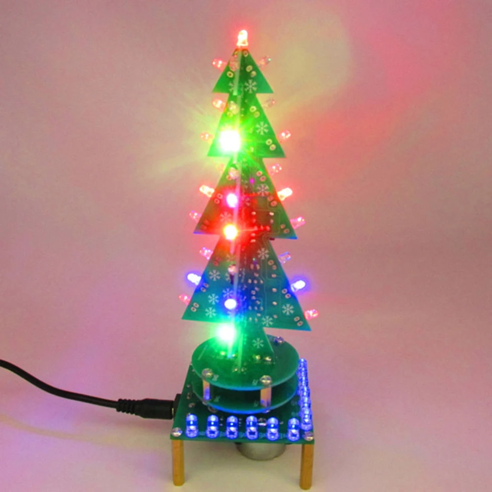 Christmas Theme Rotating Colorful Music Christmas Tree LED Flow Light Electronic DIY Kit Decoration with Breathing Light