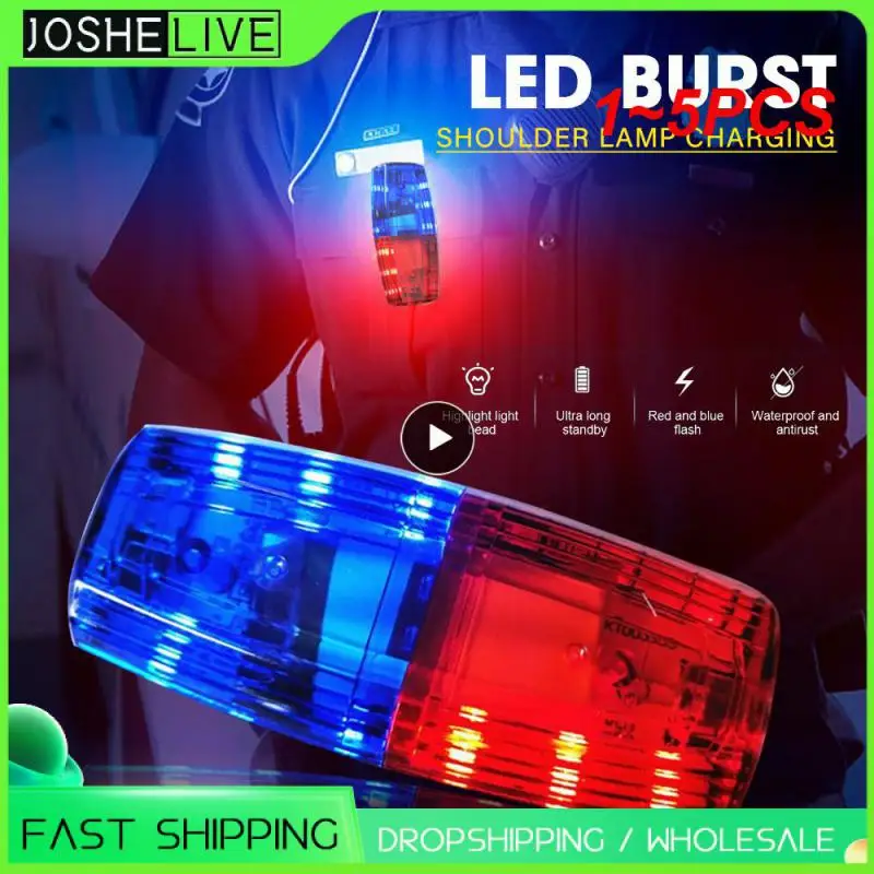 1Pcs LED Red Blue Caution Emergency Light Flashing Shoulder Lamp USB Rechargeable Shoulder Warning Safety Bike