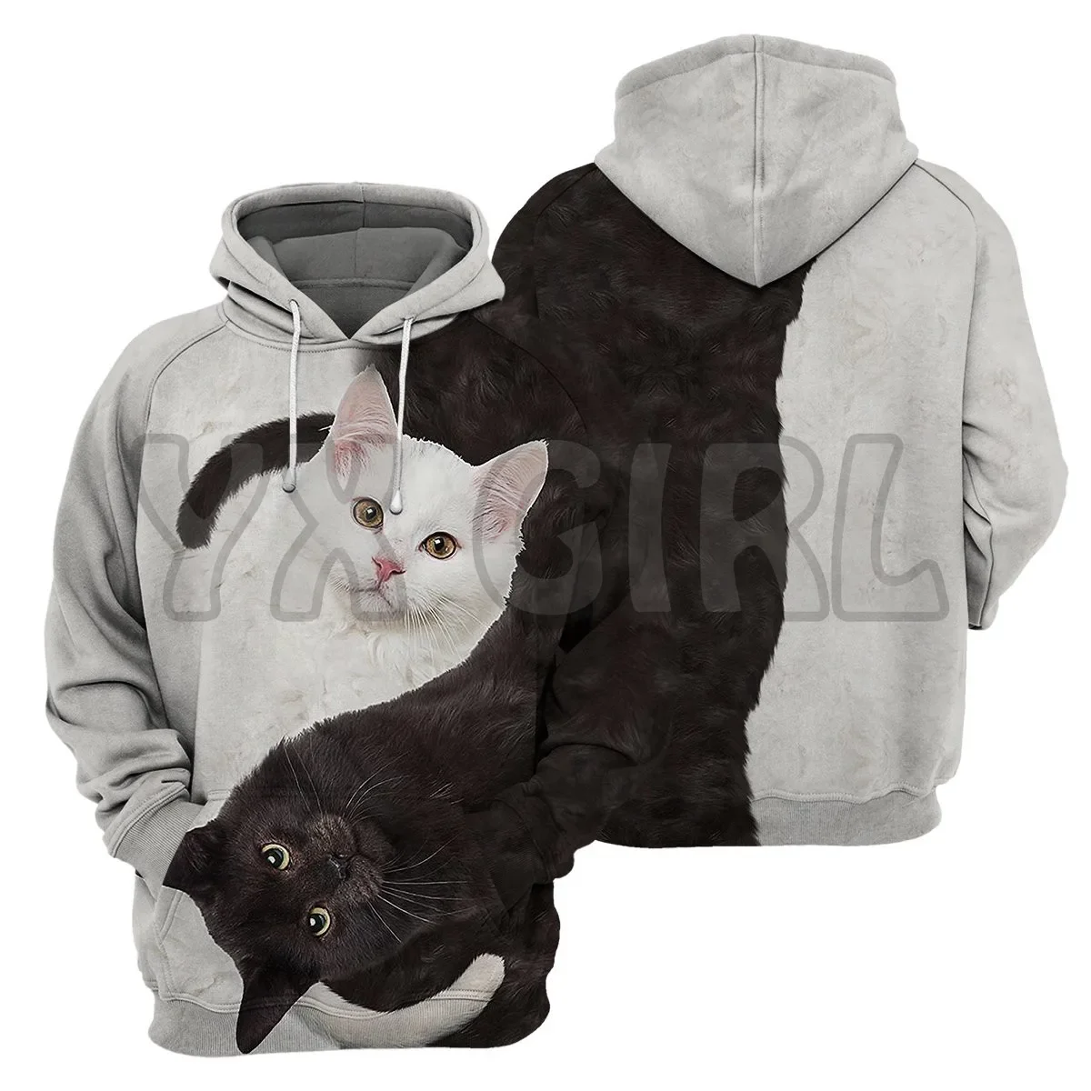 

Yinyang Cat Lovers 3D Printed Hoodies Unisex Pullovers Funny Dog Hoodie Casual Street Tracksuit