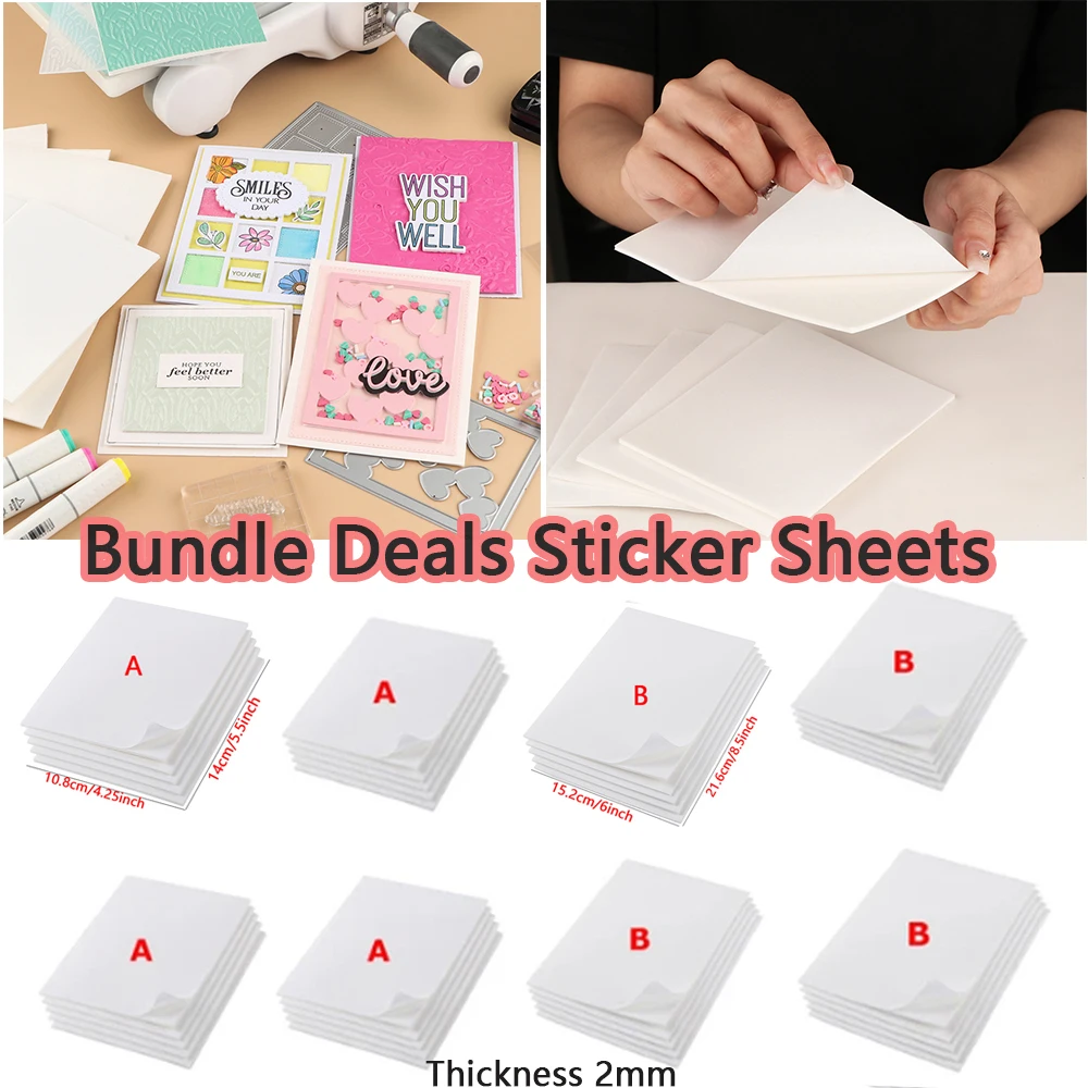 10-50pcs Double Sided Adhesive Foam Sheets For Adding Pop DIY Scrapbooking Sticker Sheets Shaker Cards Project 2MM Bundle Deals