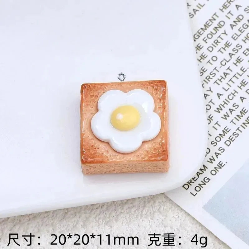 10Pcs Kawaii Mini Flower Egg Toast Resin Charms Cute Simulation Food Pendants DIY Jewelry Charms for Earrings Necklaces