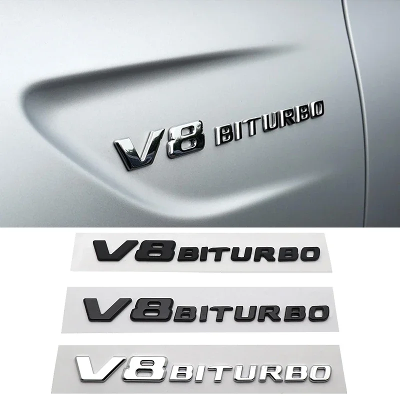 ABS Car Body Sticker Rear Tail Bumper Badge for Mercedes Benz V8 BITURBO Emblem W164 W176 W204 W203 W213 CLS GLA SLK G500