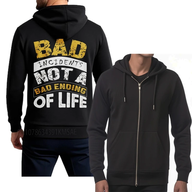 Treino feminino outono hoodies incidentes má não um mau final da vida casual moletom com zíper feminino hip-hop primavera