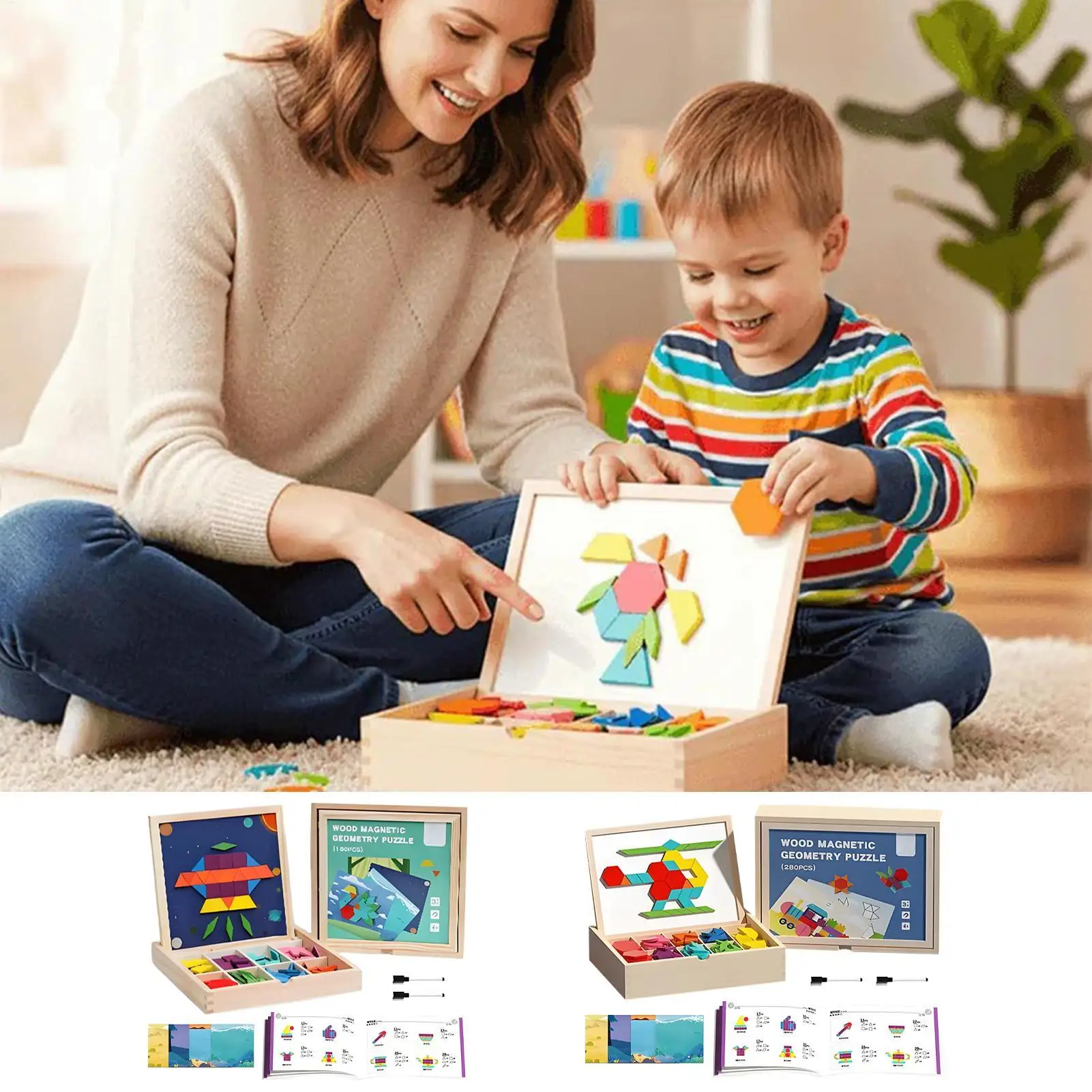 

Puzzle Blocks Wooden Logic Thinking Tabletop Toy Teasers Toy Tangram Jigsaw For Youth Teens Children Sister Daughter Son Home