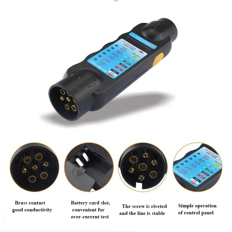 Herramientas de diagnóstico de enchufe, barra de remolque de caravana de 12V, probador de cableado de luz, probador de remolque de 7 pines, probador