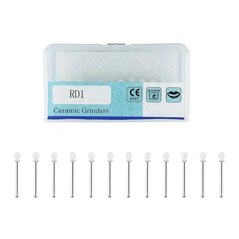 12pcs/pack Dental Polishing Drill Burs White Stone RA Polisher Ceramic Grinders For Low Speed Handpieces  FL2 CN1 RD1