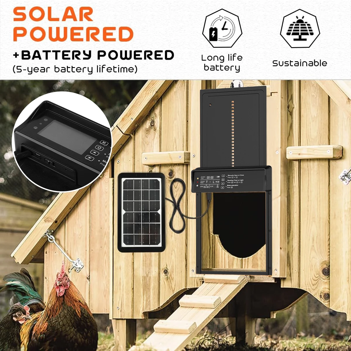 ประตูเล้าไก่แบบอัตโนมัติพลังงานแสงอาทิตย์, ประตูเล้าไก่แบบอัจฉริยะป้องกันการหนีบ, ประตูเล้าไก่ไฟฟ้า