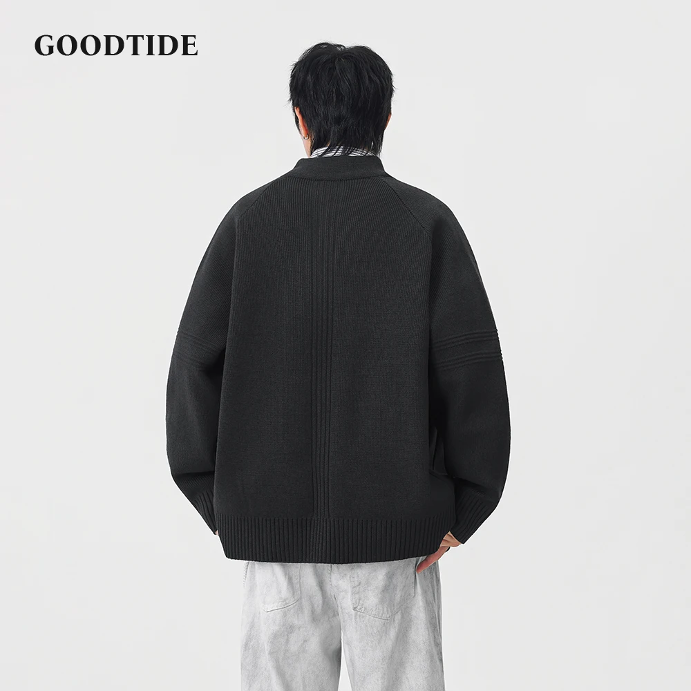 Fashion Men's Casual Open Front Cardigan 2025 Winter New Ribbed Knitted Jacket Comfortable Soft Long Sleeve Outerwear Top