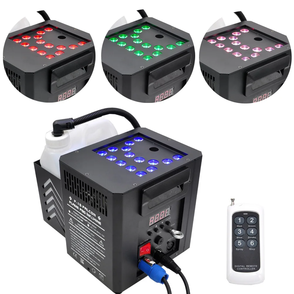 RGB LED Stage Smoke Fog Machine 1500W Multi-Angle Gas Column Haze Machine DMX512 Control DJ Disco Nightclub Wedding Dance Show