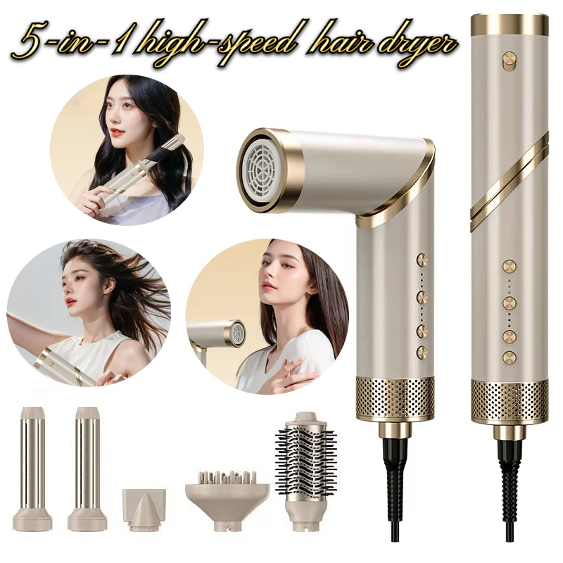 

5 in 1 Hair Dryer Brush Brushless High Speed Hair Dryer with Diffuser Ionic Blow Dryer Hot Air Styling Comb Auto Hair Curler