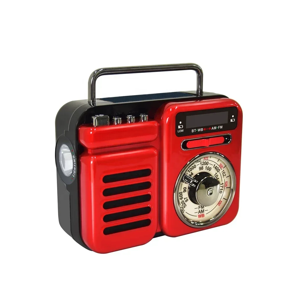 

mini portable outdoor super bass sound retro BT solar speaker with AM/FM/WB radio
