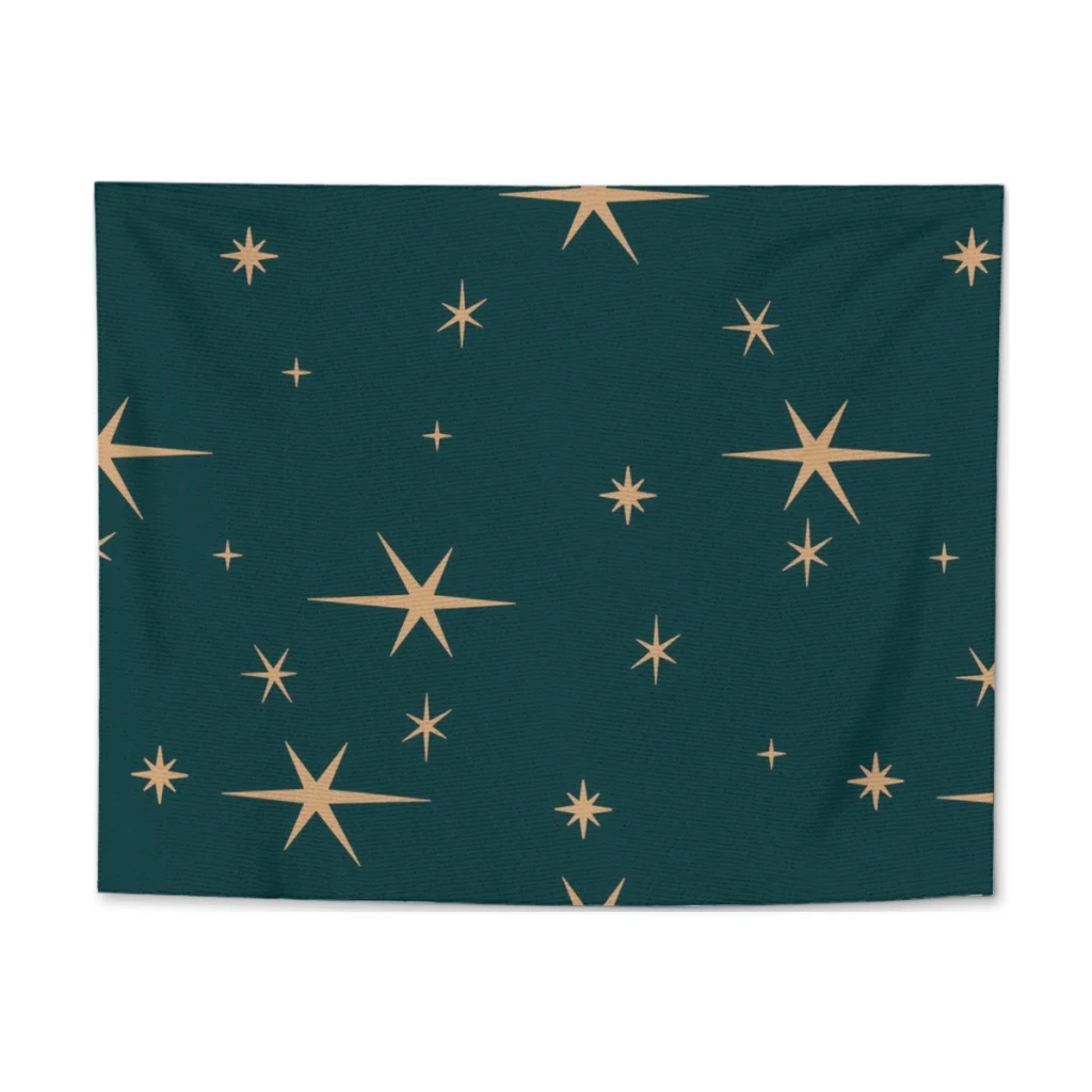

Teal Starry Night Tapestry landscape wall hanging cloth bedroom wall decoration room decoration outdoor picnic mat beach sheets