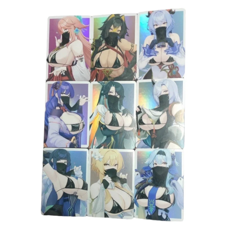 Genshin Impact Flash Card Raiden Shogun Ganyu Yae Miko Shenhe Yelan Kamisato Ayaka Diy Anime Peripheral Collection Card Gifts