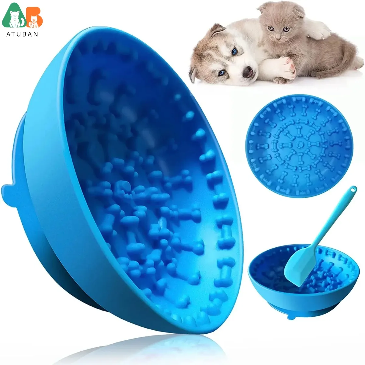 

ATUBAN Lick Pad Mat Bowl for Dogs&Cat-Distraction Mat for Dogs with Suction-Lick Bowl for Dogs Large to Puppies-Cat Licking Mat