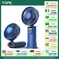 TOPK 5000mAh Mini Portable Fan USB Rechargeable Hand Held Fan,Small Pocket Fan 3 Speeds with Lanyard &Base,USB Desk Fan Foldable