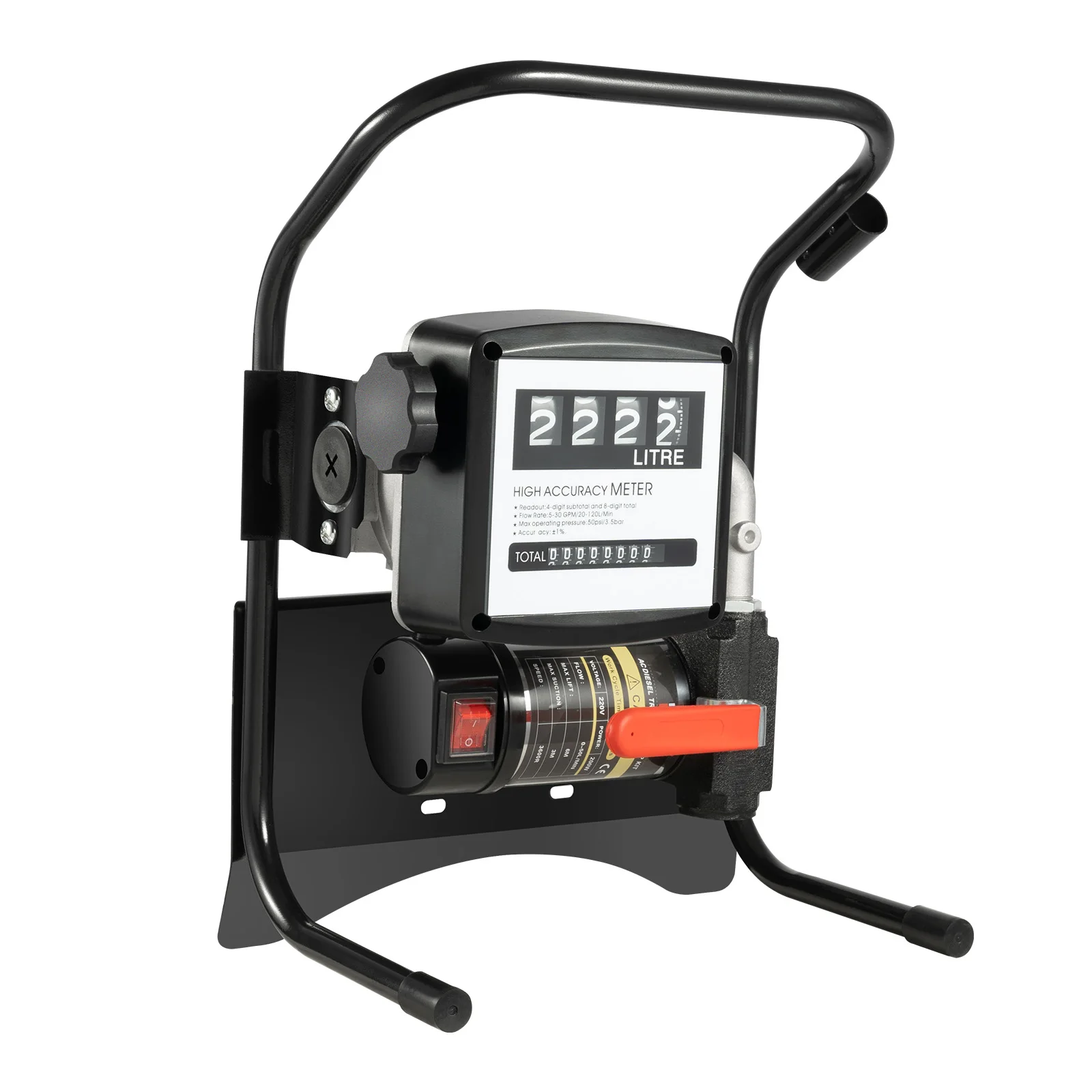 550W Electric Meter Pump Oil Transfer Pump Electric Self-Priming Fuel Oil Auto Refueling Automatic Diesel Transfer Pump Black