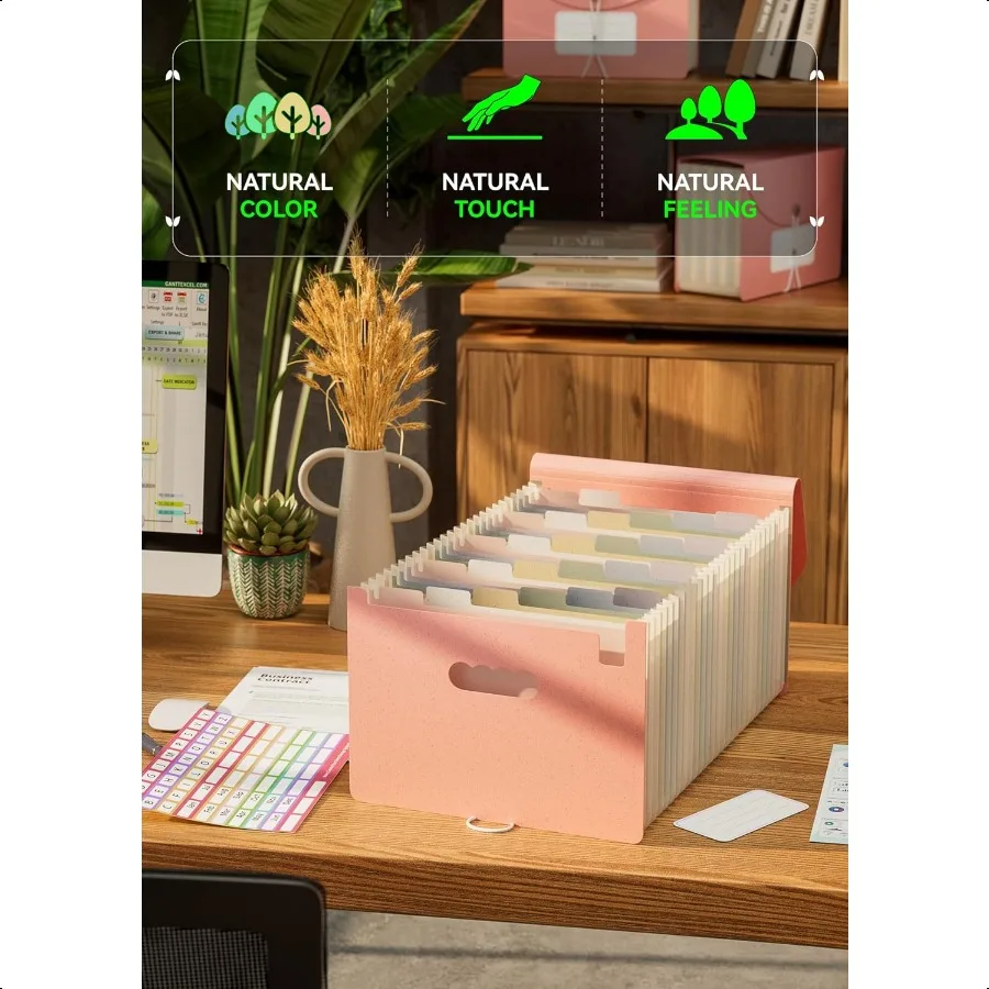 Органайзер для файлов-аккордеона, 26 карманов, расширяющаяся папка для файлов из пшеничной соломы, органайзер для ежемесячных квитанций счетов, AZ Tabs 100, возврат без BPA