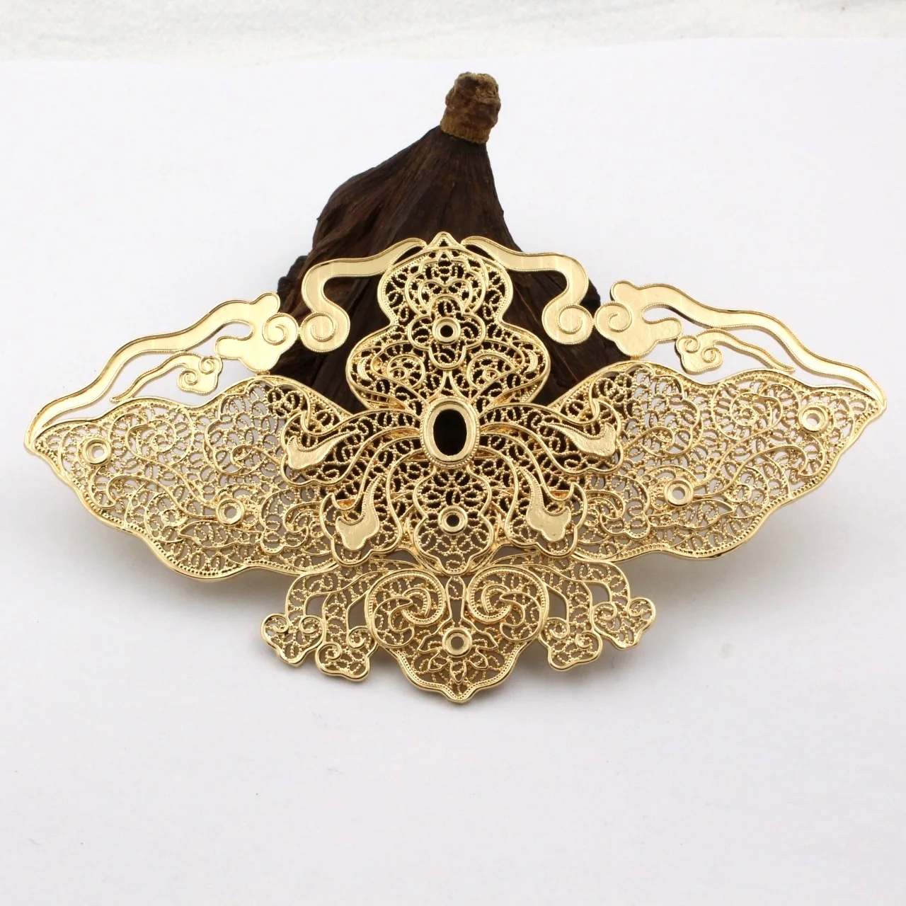 

2pcs Quality Brass Casted Filigree Flower Embellishment Stamping Decoration for DIY Retro Hair Jewelry Accessories Supplies