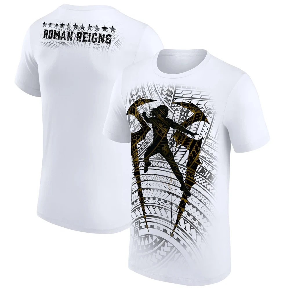 2026 Tribal Ethnic Fighter Silhouette Graphic T‑shirt Unisex Double‑Sided Polynesian Pattern Print Casual Cotton Daily Top