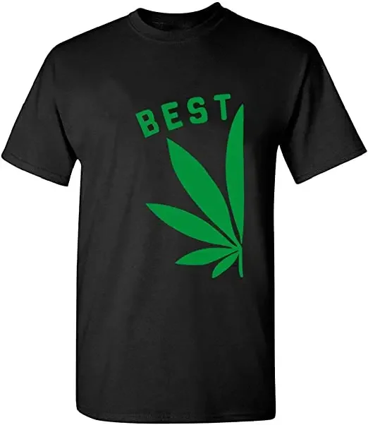 Print Tee Top Boyfriend Girlfriend Gift Best Buds Shirts Matching Couple Clothes His and Hers Outfits Marijuana Leaf Shirts