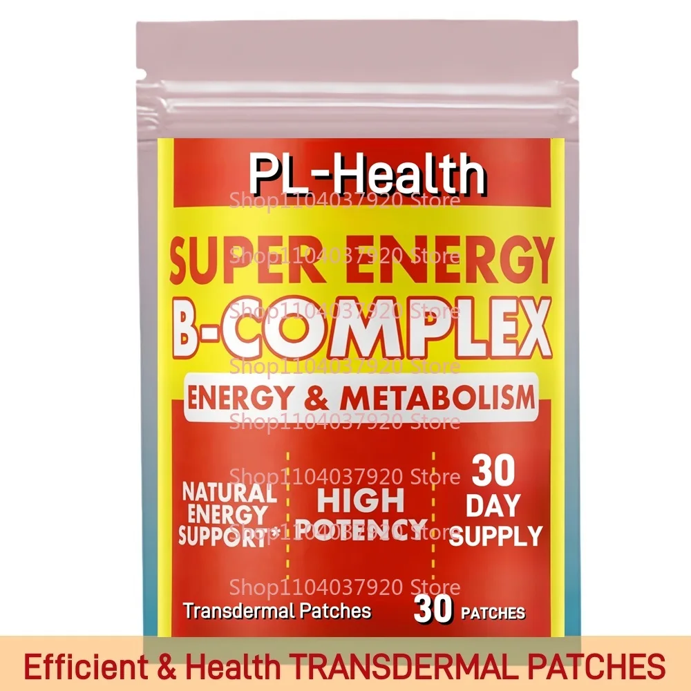 30 Patches Vitamin B Complex Transdermal Patches Plus Folic Acid, Zinc, Vitamin D | Energy, Fat Metabolism, Antioxidant