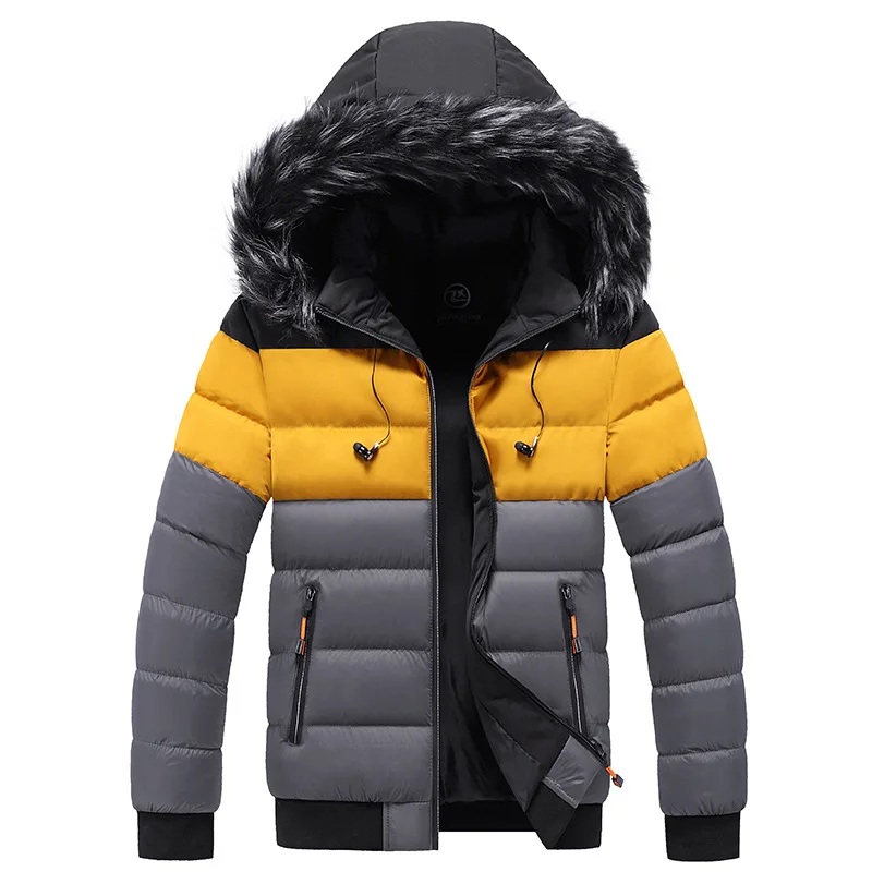 New Winter Men Hooded Fur Collar Warm Parkas Good Quality Male Slim Fit Winter Coats Hat Detachable Casual Down Jackets Size 5XL