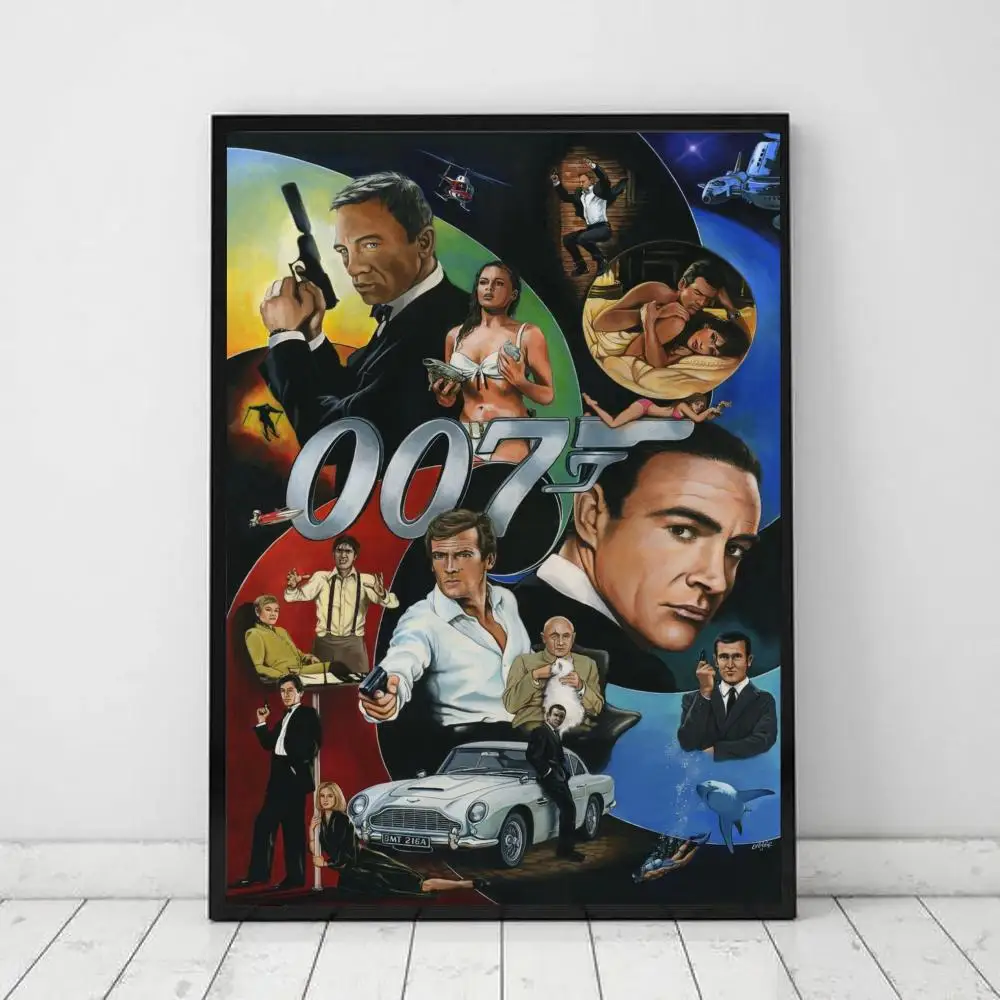 ملصق أسطورة بريطانية J-james-Bond ، ملصق ورقة بيضاء ، حائط فاخر لغرفة المعيشة ، ديكور بار ، فن جمالي ، لوحة جدارية ، 007
