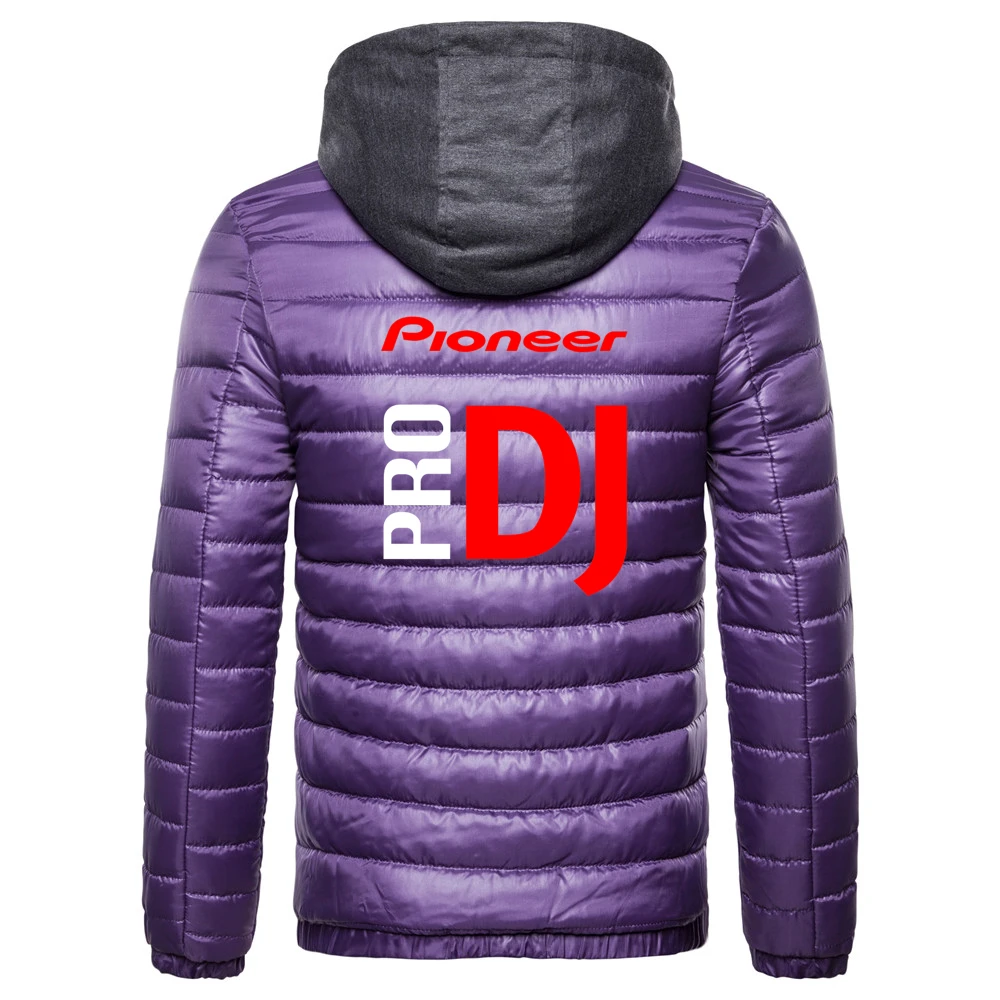 Winter New Men's Down Double Zipper Jacket Pioneer Pro DJ Printed Customizable Logo Hoodies Warm Down Jacket Men's Top Quality