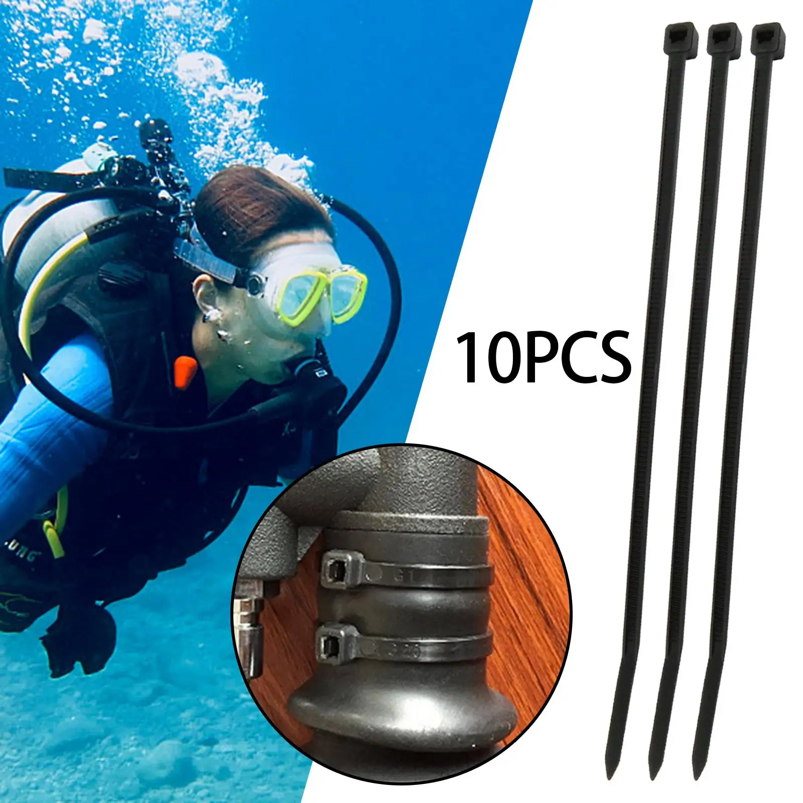 10x Scuba Regulator Mouthpiece Tie Wrap Professional Diver Gear for Snorkeling