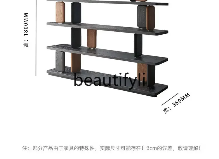 Q178 New Chinese solid wood bookshelf wabi sandy wind light luxury model room study display shelf