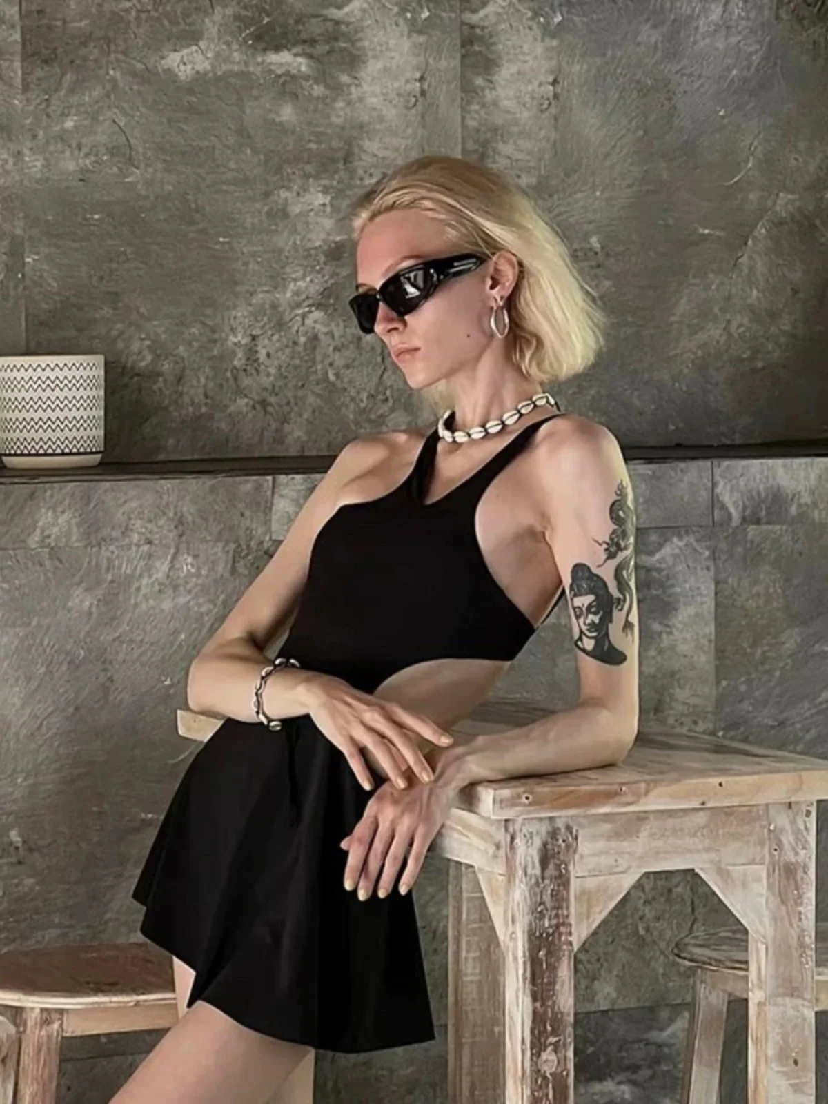 

Ele Vintage One-Piece Swimsuit Women's Vaion Onsen Slimming High-End Feeling Casual Swimwear Fixed Cup No Sve