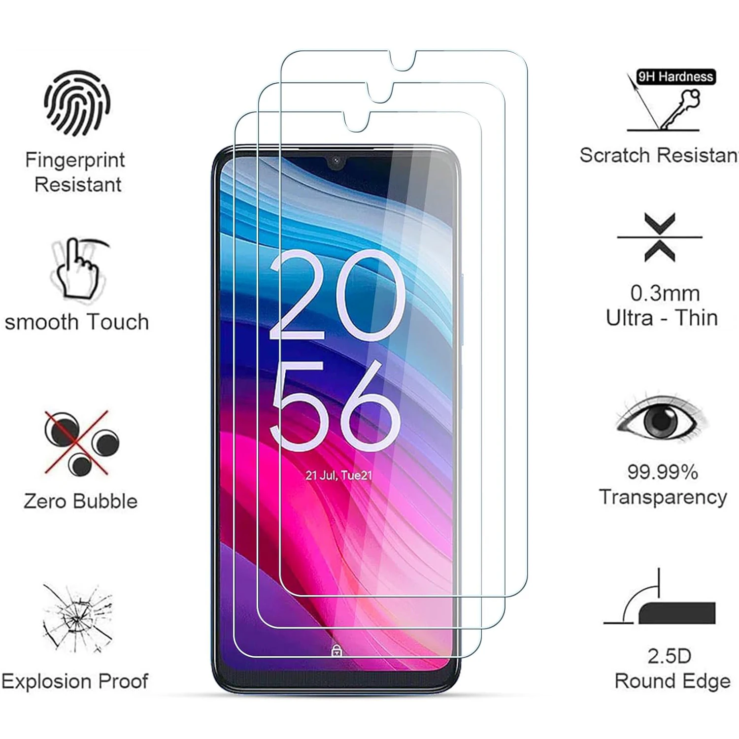 For TCL 50 LE Tempered Glass Screen Protector Glass Film