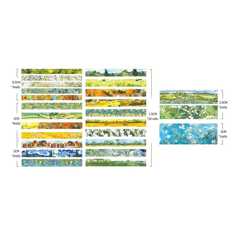 25 Rotoli Van Gogh Washi Nastri Journaling Forniture Washi Nastro Pittura A Olio Diario Cinta Adhesiva Decorativa Scrapbooking Washitape